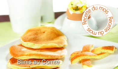 Blinis au Comté, oeuf à la coque